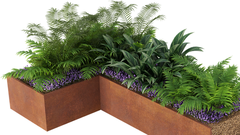 Custom metal planter installation