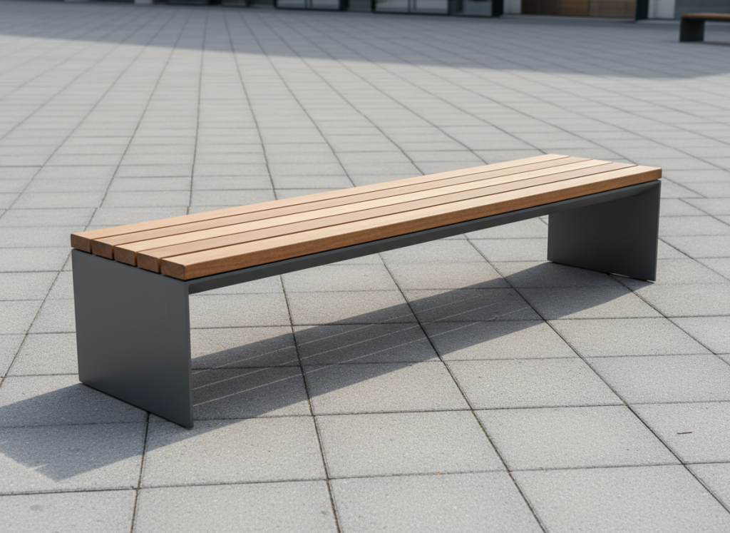 Free standing planter bench with metal planter and timber seating – Metal Planters UK