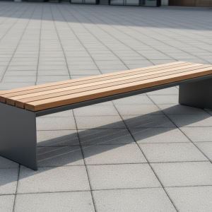 Free standing planter bench with metal planter and timber seating – Metal Planters UK