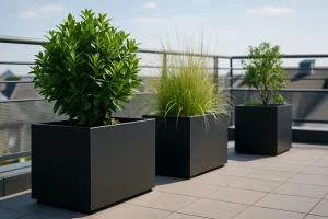Powder Coated Mild Steel Planters on Roofs